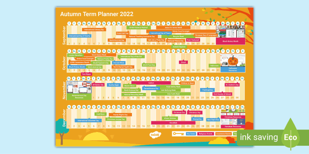 New Autumn Term 22 Display Calendar Teacher Made