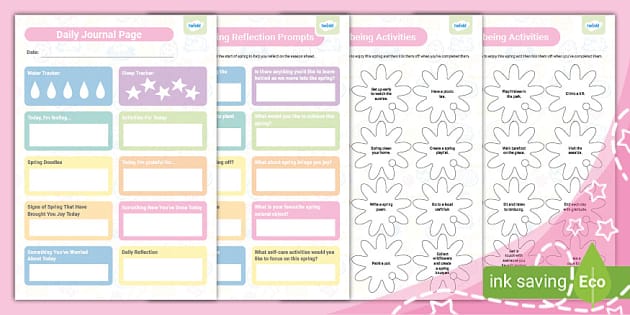 Spring Wellbeing Journal Pack (teacher Made) - Twinkl