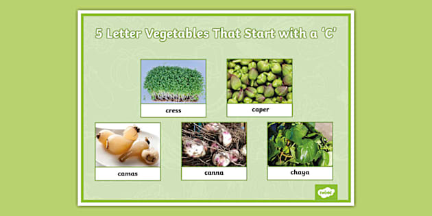 5 Letter Vegetables That Start with a 'C' Display Poster