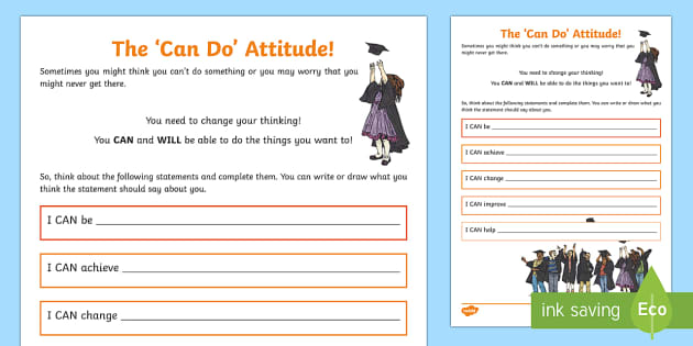 The Can Do Attitude Worksheet
