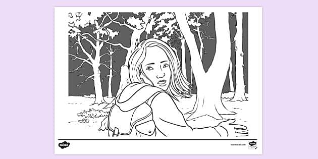 FREE! - Shocked Girl in Woods Colouring Sheet | Colouring Sheets