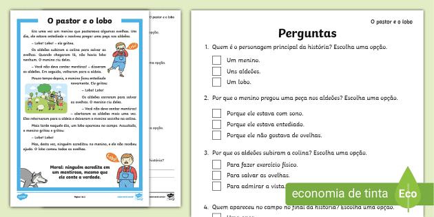 Atividade de Português para 4º Ano - Interpretação de Texto