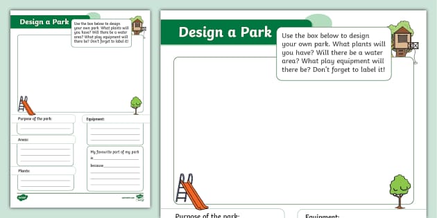 Design a Park Worksheet (Hecho por educadores) - Twinkl