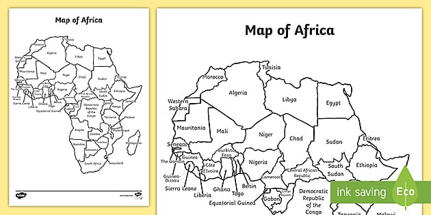 Africa Map With and Without Names Worksheets (teacher made)