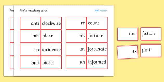 Prefix Matching Cards Prefixes Prefix Matching Game Prefix