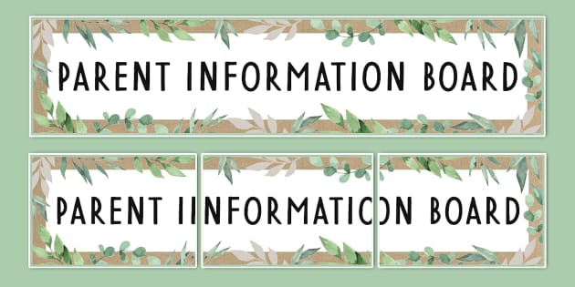 Muted Botanical Themed Parent Information Board Display Banner