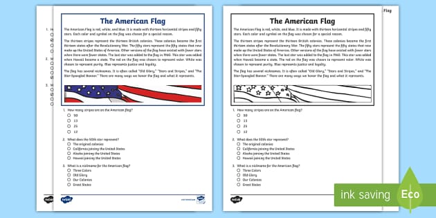American Flag Reading Comprehension | Flag Day | Twinkl USA