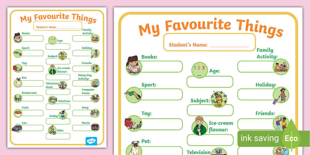 My Favorite Things Lesson Plans - ELL'S CLASS