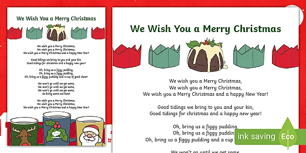 We Wish You A Merry Christmas Nursery Rhymes Lyrics - Twinkl