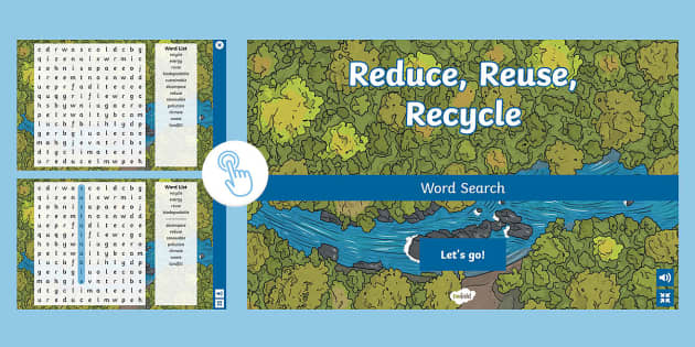 Interactive PDF: Reduce, Reuse, Recycle Word Search Home Learning