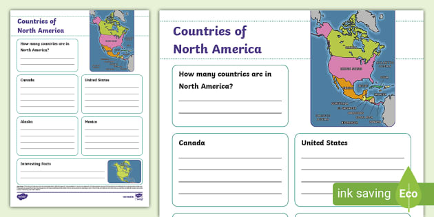 Countries of North America Fact File Template (teacher made)