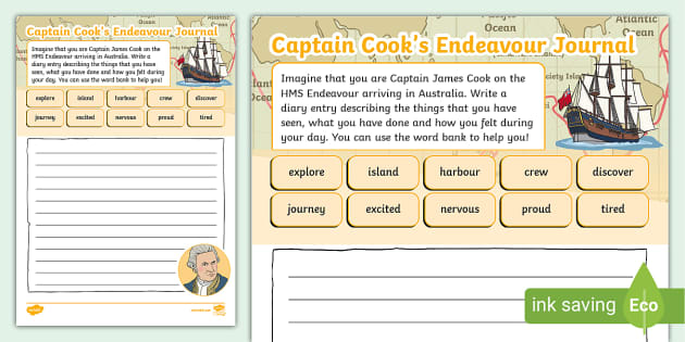 Captain Cook's Endeavour Diary Writing Activity - Twinkl