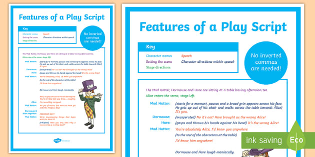 Features of a Play Script Display Poster (Teacher-Made)