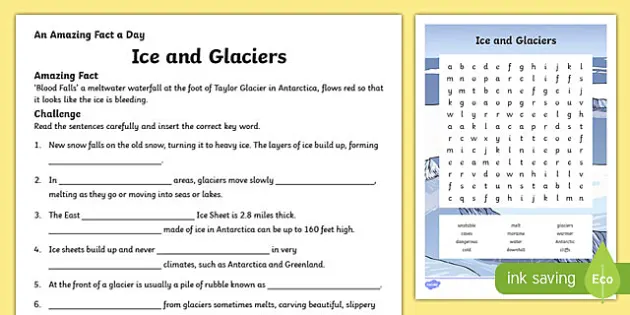 ice and glaciers worksheet worksheet worksheet