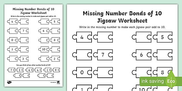 missing-number-bonds-of-10-jigsaw-worksheet