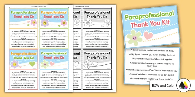 Paraprofessional Thank You Gift Tags | Thanks | Twinkl USA
