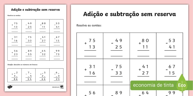 Subtração à Adição Do Jogo Matemático Simples Diversão Em