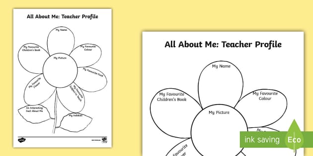 All About Me Flower Writing Template: Teacher Profile