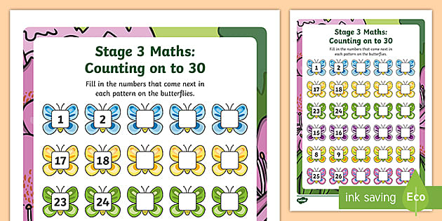 Stage 3 Maths Counting On To 30 Worksheet Lehrer Gemacht