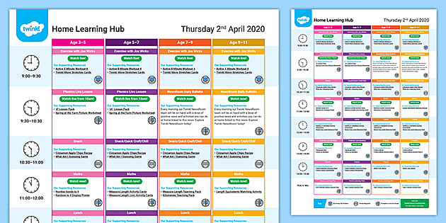 FREE! - Home Learning Hub Daily Plan Thursday 2nd April