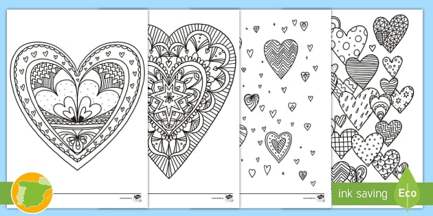 Actividad para colorear corazones - Dibujo - Twinkl