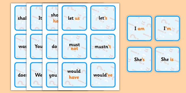 year 2 contractions homework