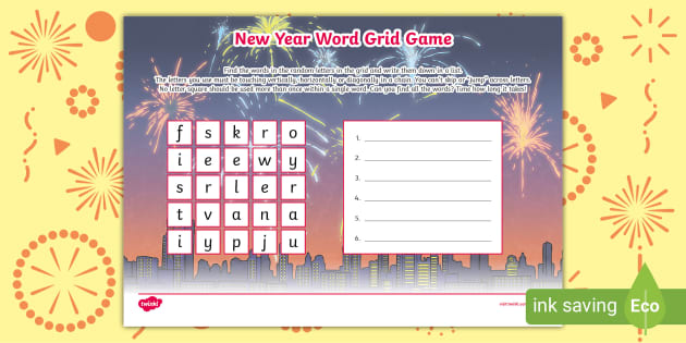 Free! - New Year Word Grid Game - Twinkl