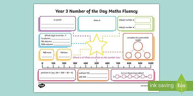 Year 3 Number Of The Day Maths Fluency Activity Mat - Twinkl