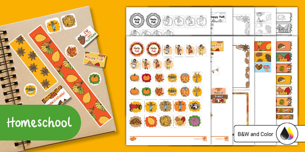 Fall Break Clipart Scrapbook Cutouts for Kids