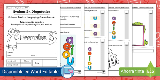 Prueba De Diagnóstico Primero Básico Lenguaje Y Comunicación 8352