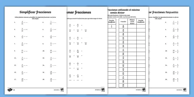 Simplificar Fracciones interactive activity