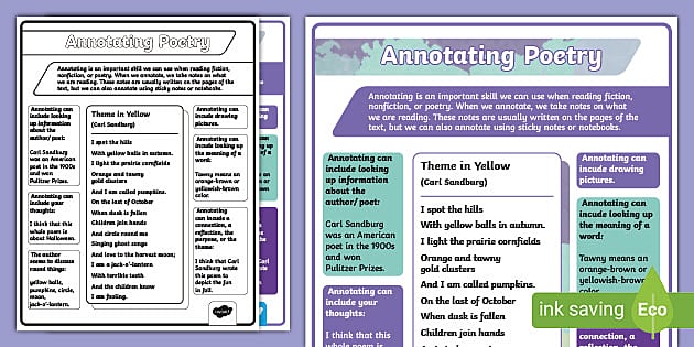 Annotating A Poem Examples English Language Twinkl USA