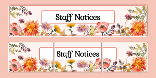 Wildflower Botanical Themed Staff Notices Display Banner