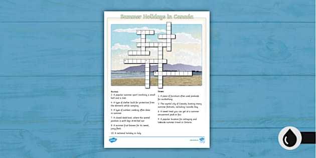 Summer Holidays in Canada Crossword Junior (teacher made)