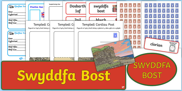 Post Office Role Play Pack Welsh (teacher made) - Twinkl