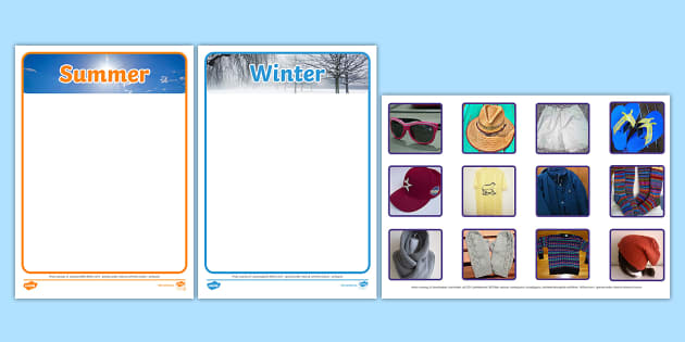 Photo Summer and Winter Clothes Sorting Activity