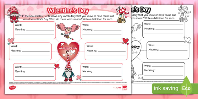 Valentine's Day Vocabulary Mind Map (teacher made) - Twinkl