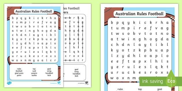 AFL Word Search (teacher made)