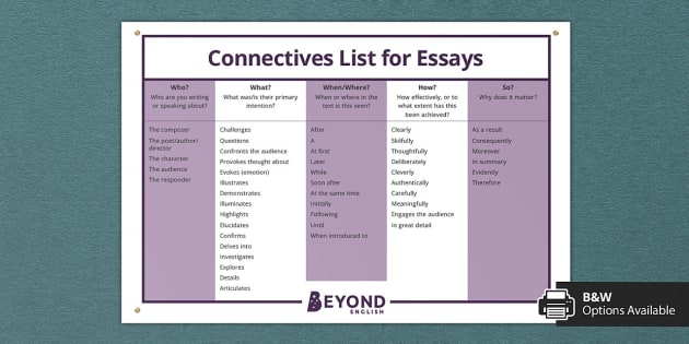 connectives in essay writing