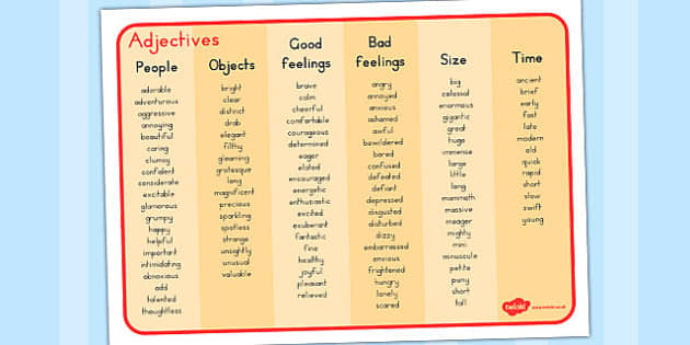 Adjectives Word Mat Display And Activities Resource