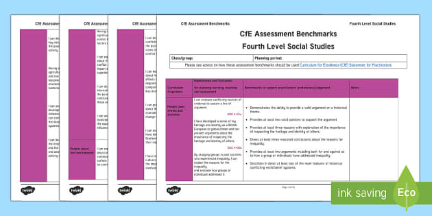 CfE Fourth Level Social Studies Assessment Benchmarks Assessment
