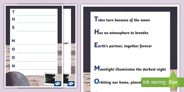 The Moon Acrostic Poem Example - Twinkl