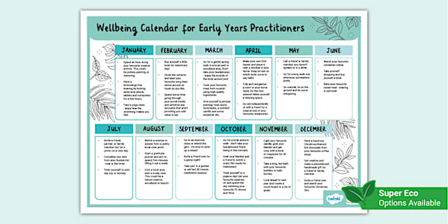 FREE! - Wellbeing Calendar for Early Years Practitioners