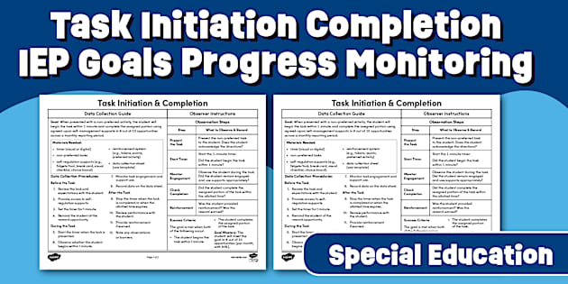 Task Initiation Completion IEP Goals Progress Monitoring