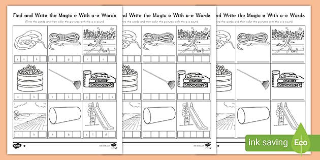 Silent E Worksheets - Finding Magic 'e' in 'a-e' Words