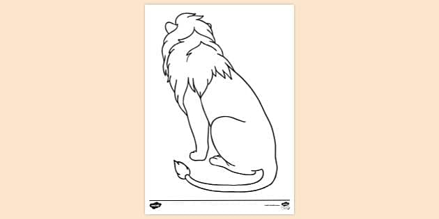  Lion Sitting Back View Colouring Sheet