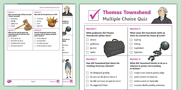 Thomas Townshend Multiple Choice Quiz (teacher made)