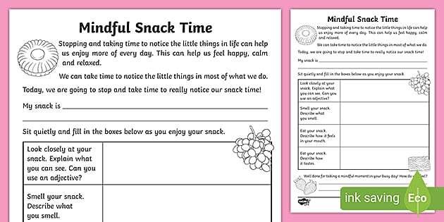 Mindful Snack Time Activity - Mindfulness and Wellbeing