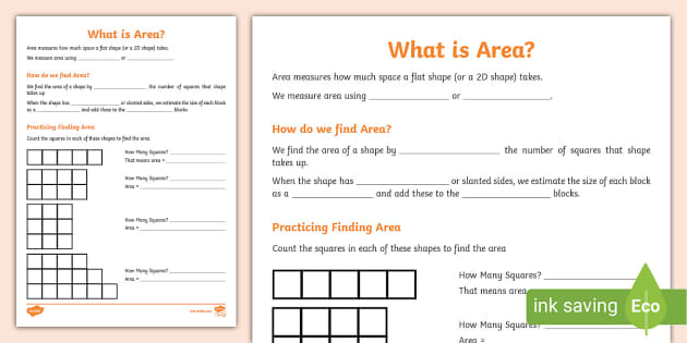 What Is Area Activity Sheet (teacher made) Twinkl