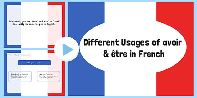 Different Usages of Avoir (To Have) and Être (To Be) PowerPoint French